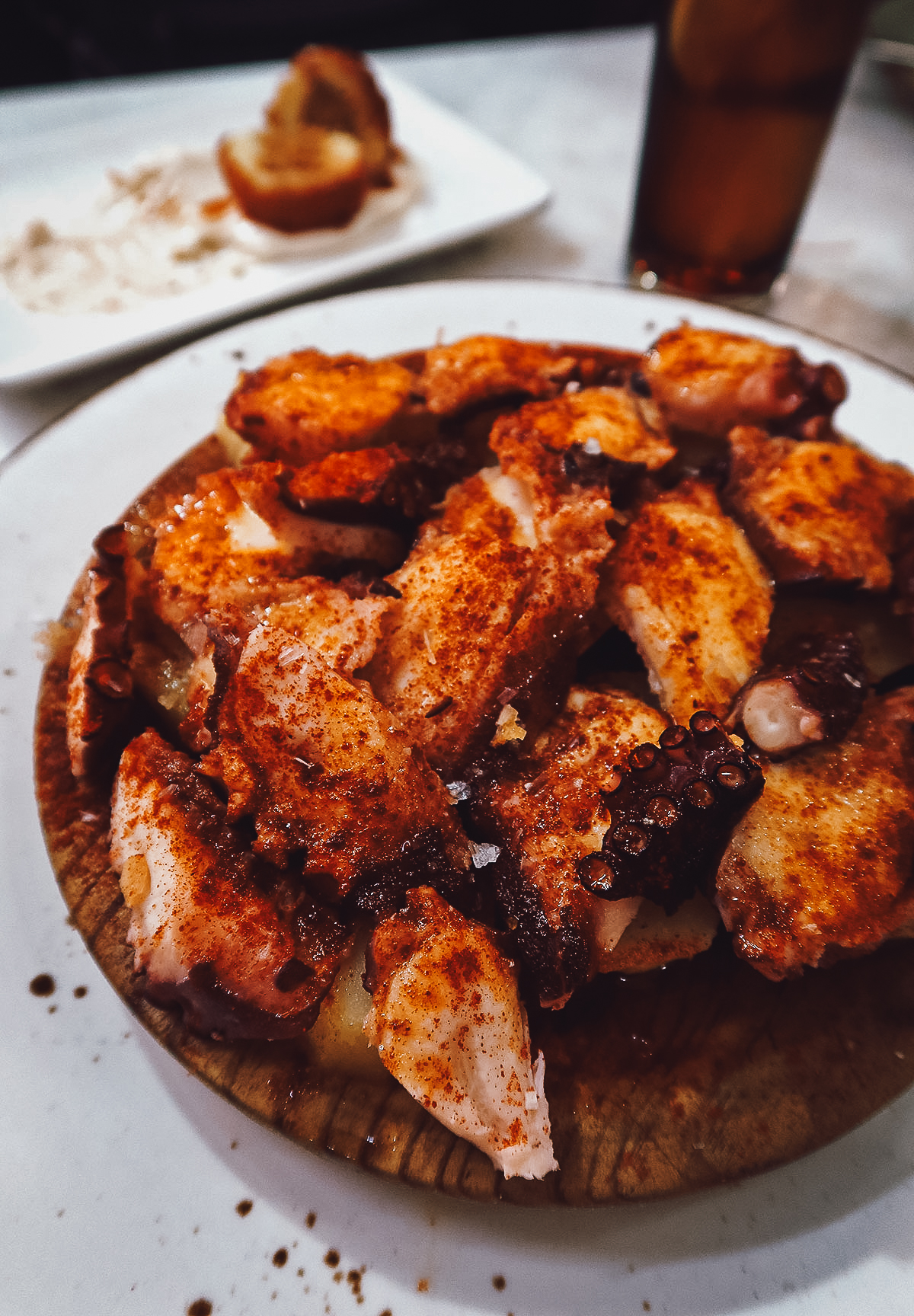 Pulpo gallega at a restaurant in Barcelona