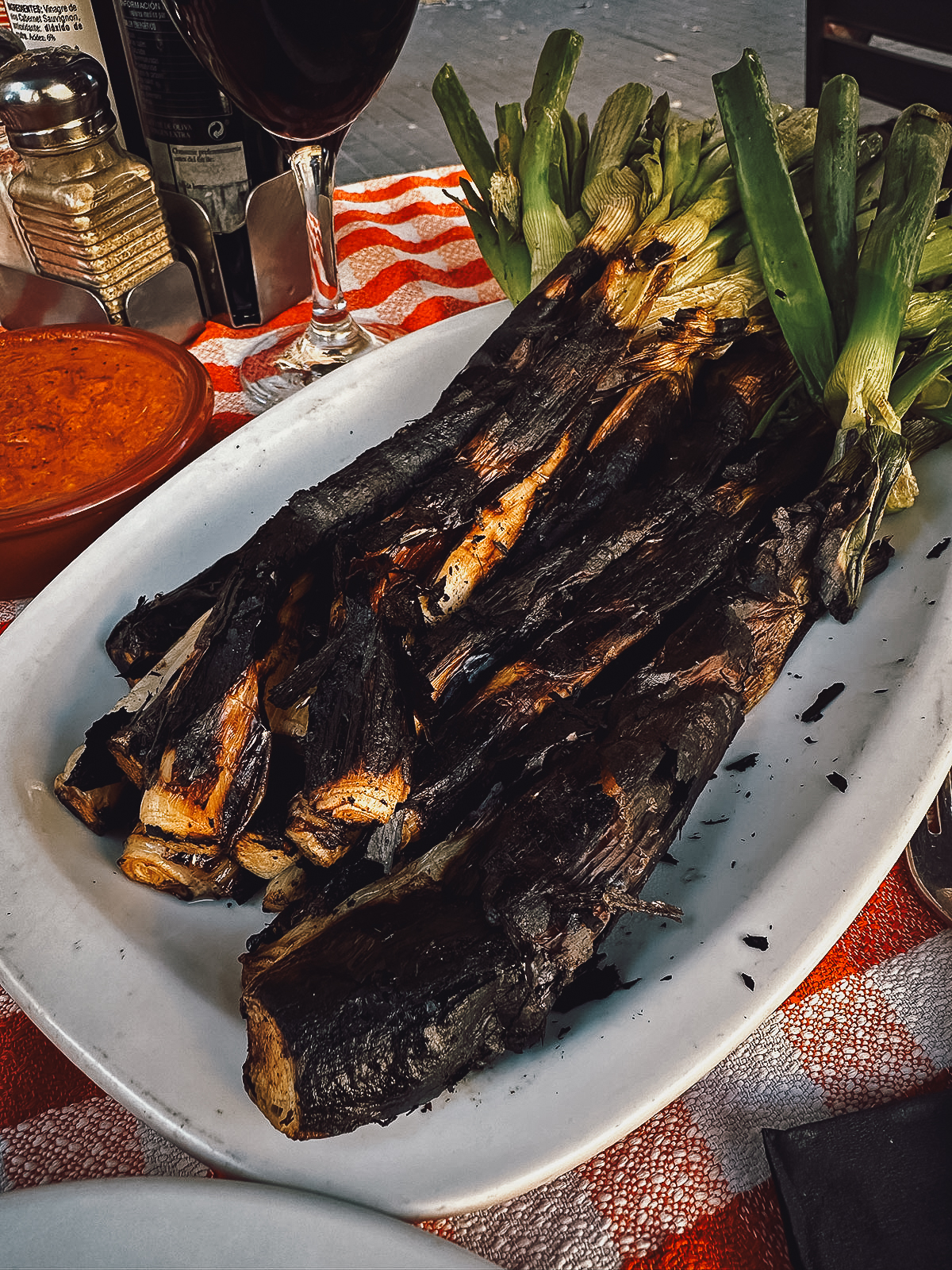 Calcots at a restaurant in Barcelona