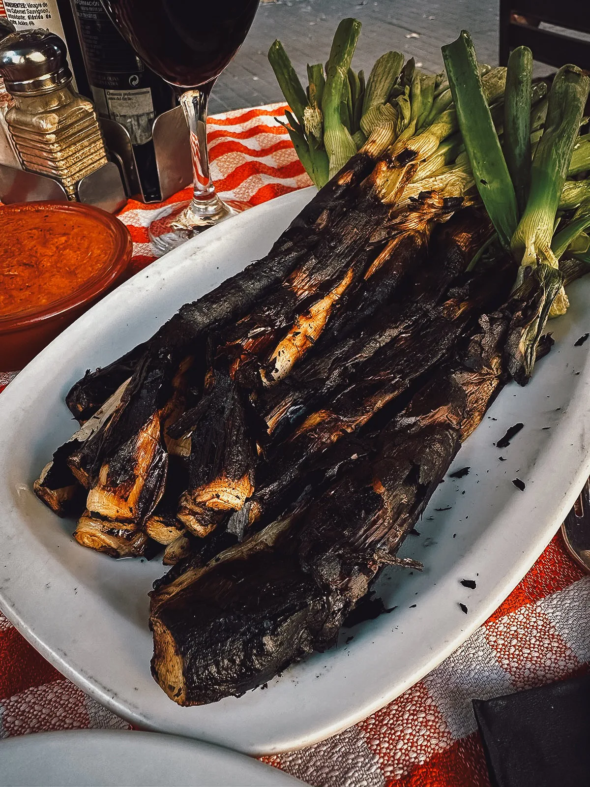 Calcots at a restaurant in Barcelona