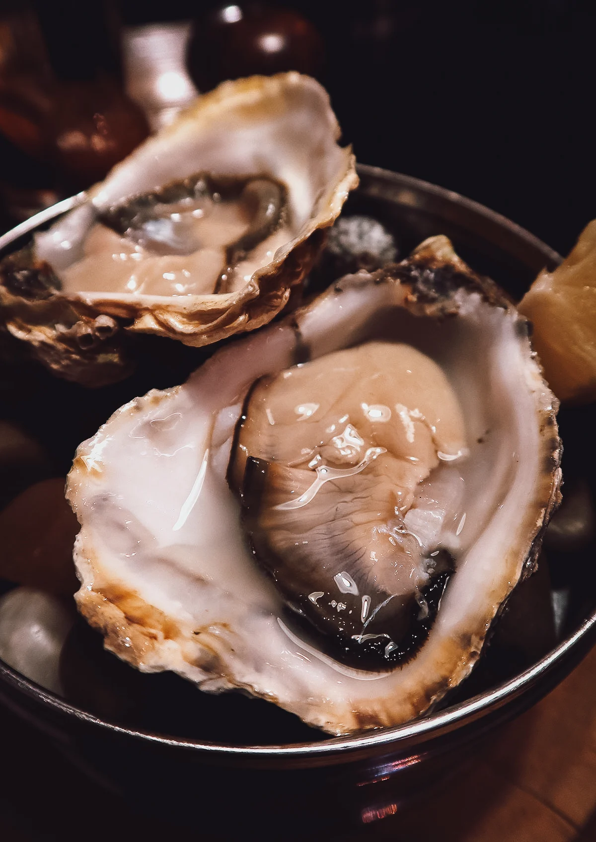 Oysters at a restaurant in Barcelona