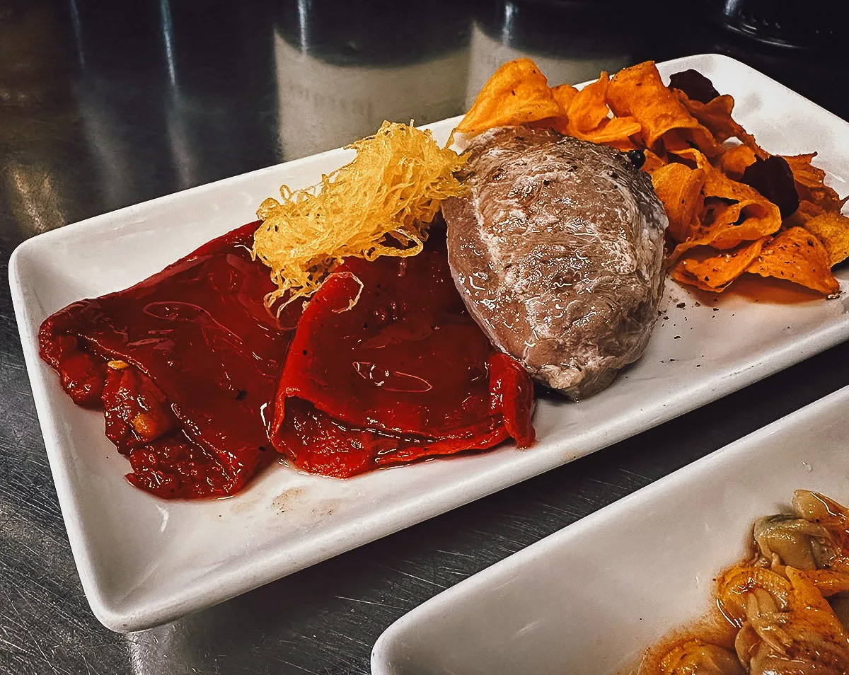 Pork cheek at a restaurant in Barcelona