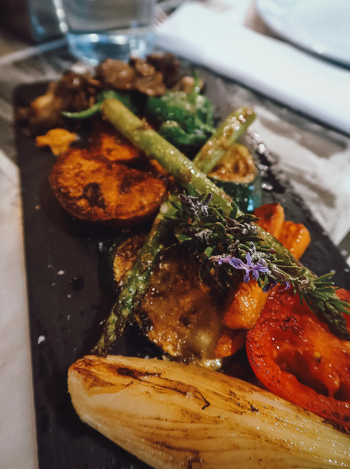 Grilled vegetables at a restaurant in Barcelona