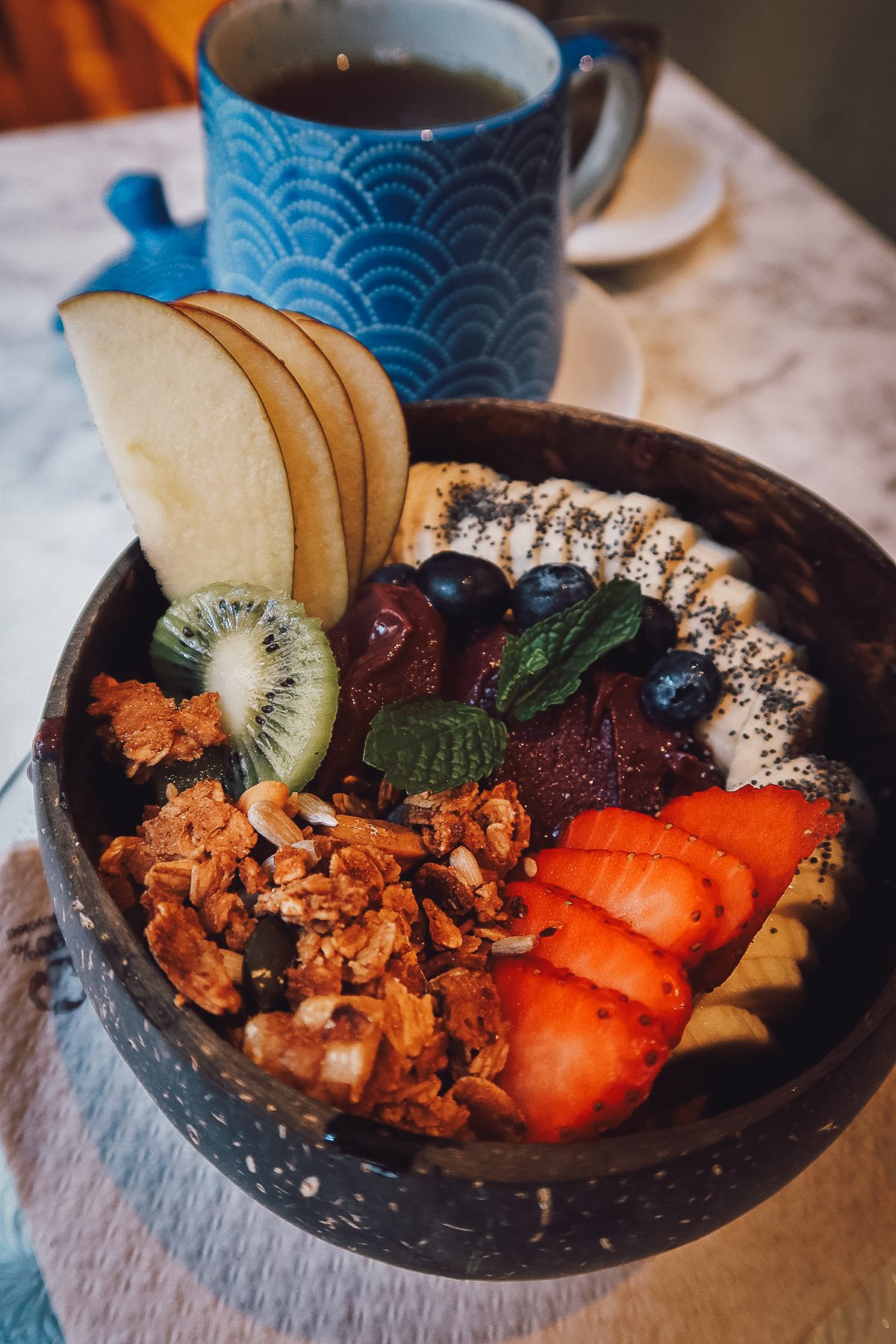 Acai bowl at a restaurant in Barcelona