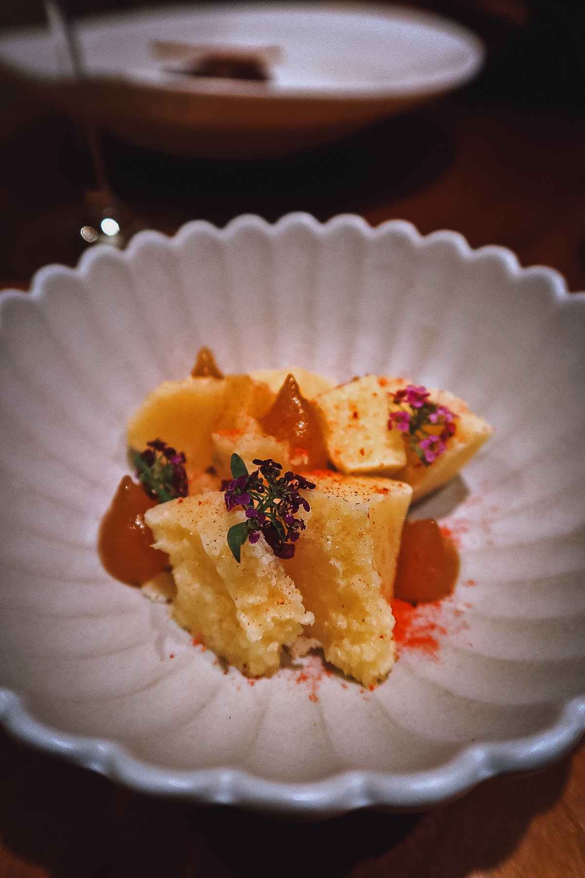 Cheese dessert at a restaurant in Malaga