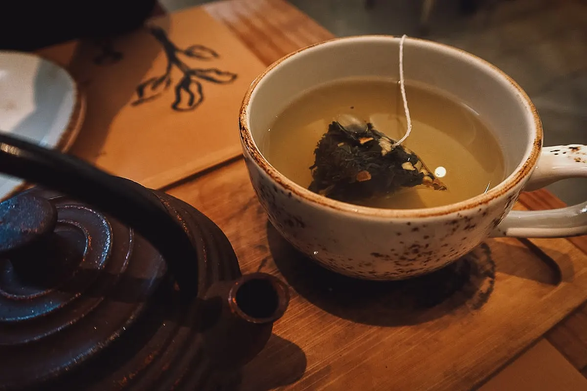 Tea at a restaurant in Malaga