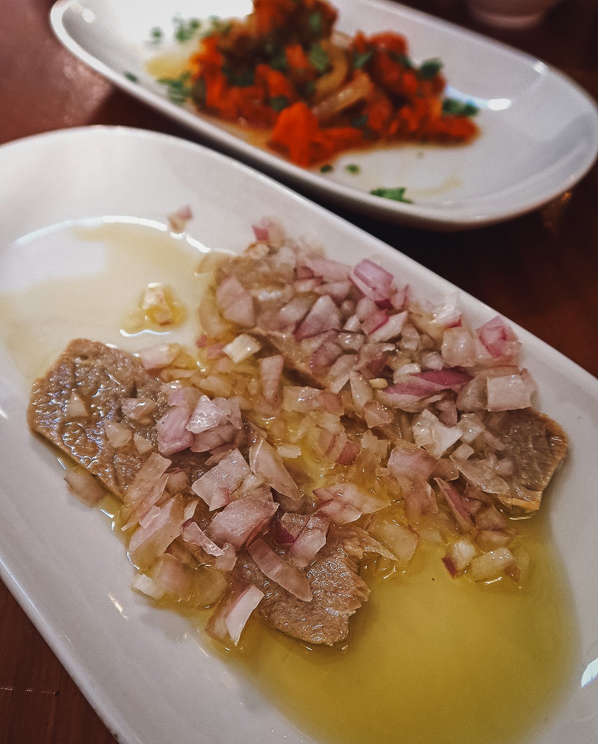 Tuna tapas dish at a restaurant in Malaga