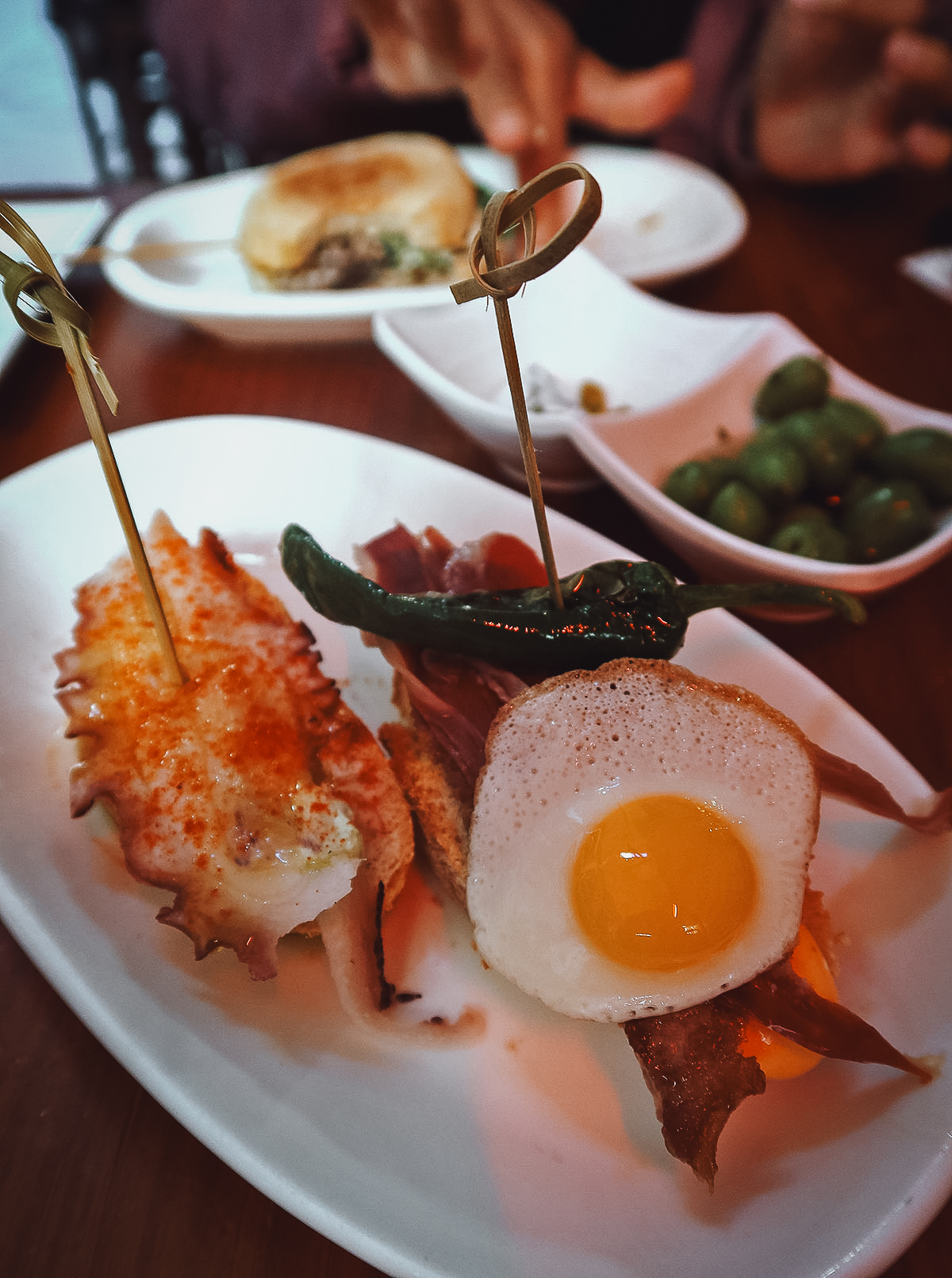 Pinchos at a restaurant in Malaga