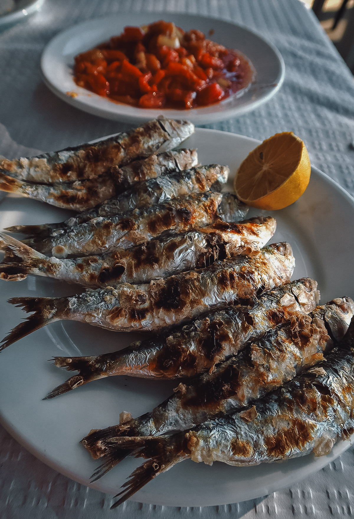 Grilled sardines at a restaurant in Malaga