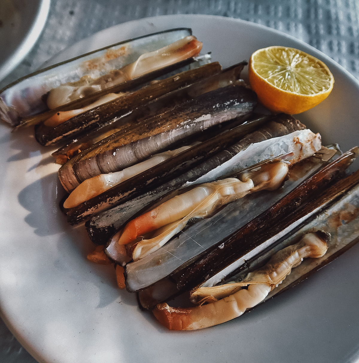 Razor clams at a restaurant in Malaga