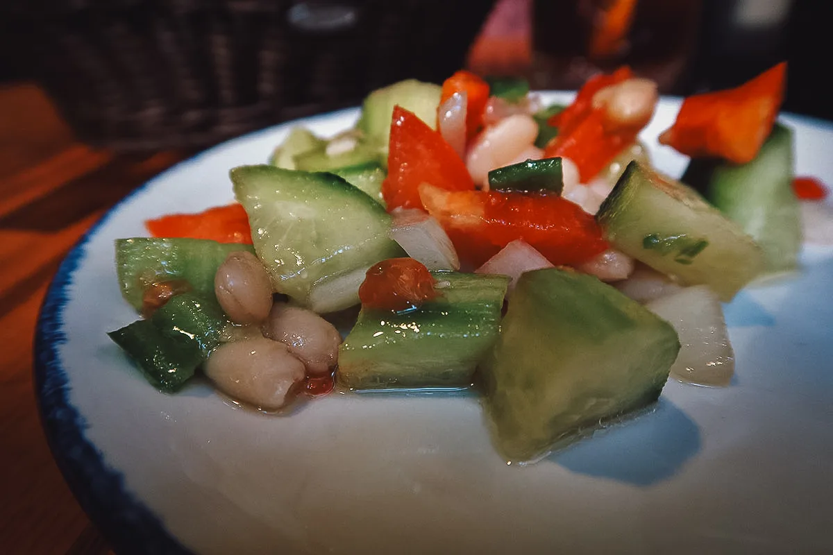 Vegetbale tapas dish at a restaurant in Malaga