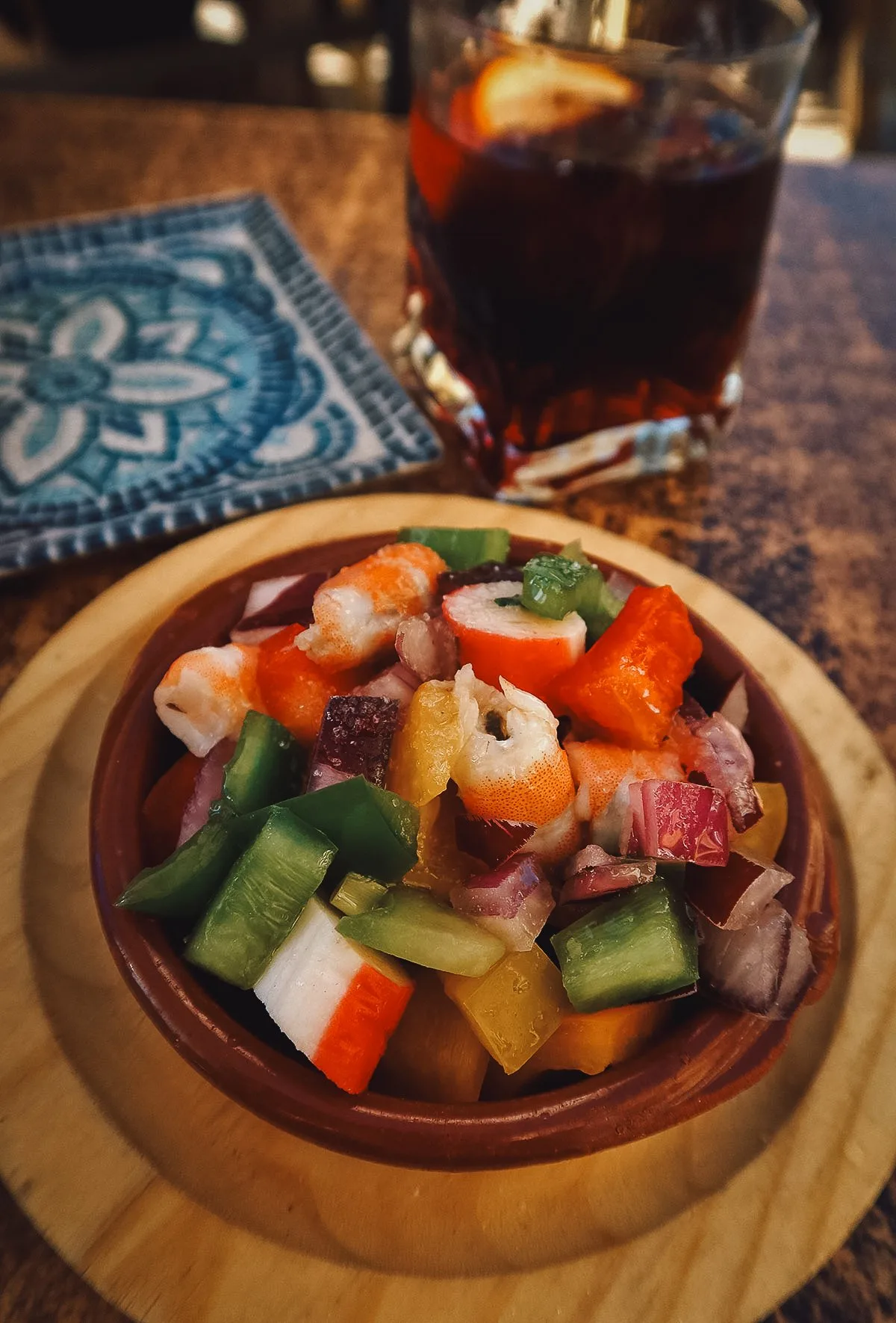 Spanish salad at a restaurant in Malaga