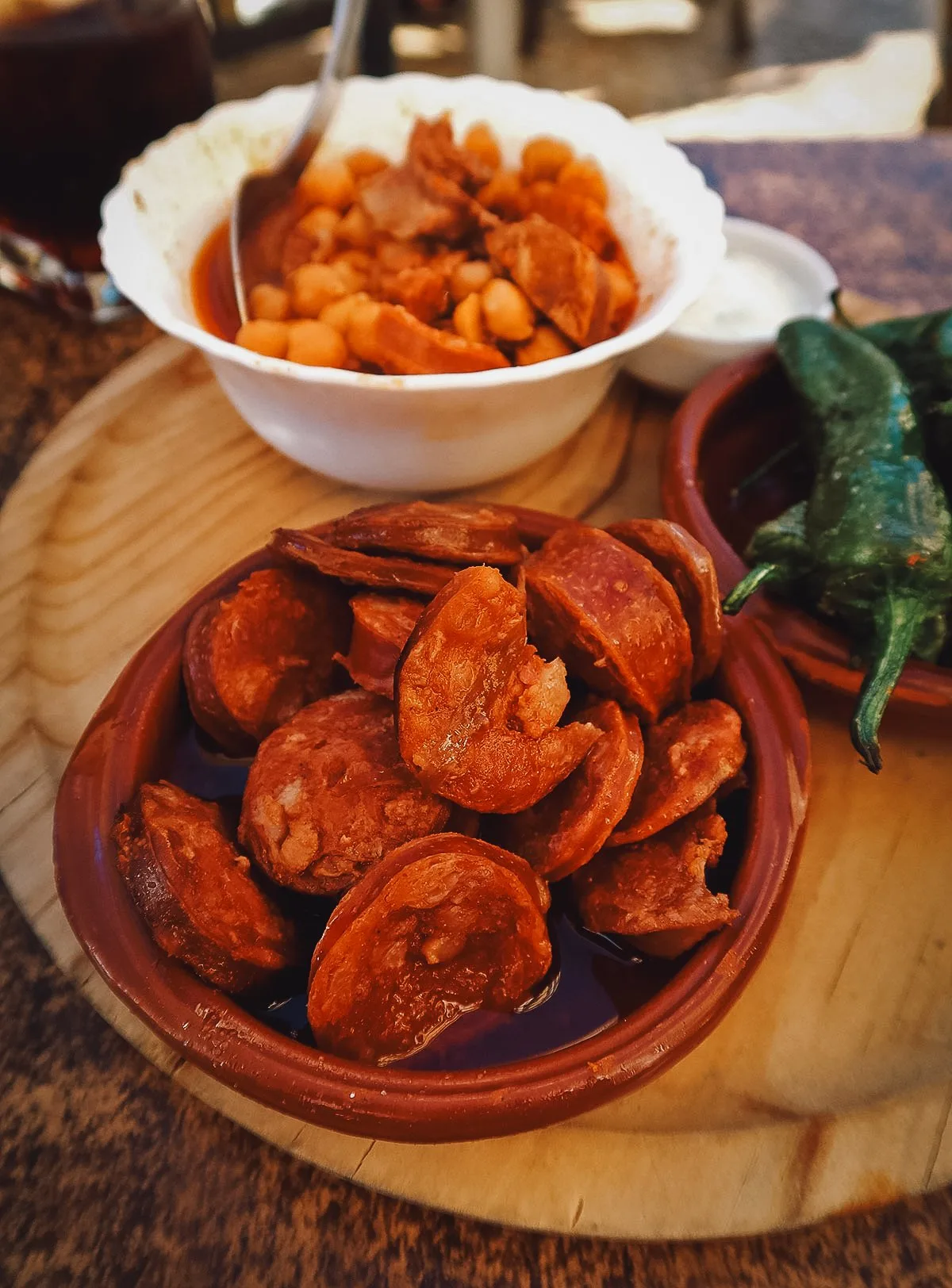 Chorizo at a restaurant in Malaga