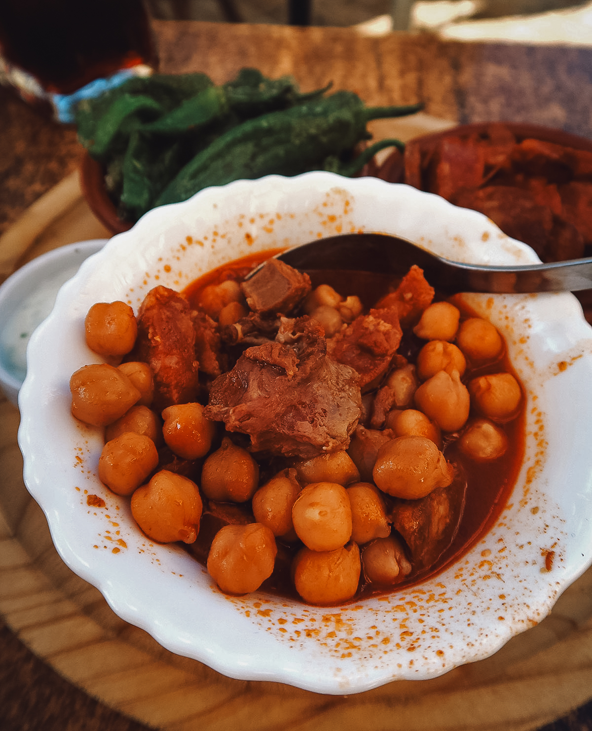 Chickpea tapas dish at a restaurant in Malaga