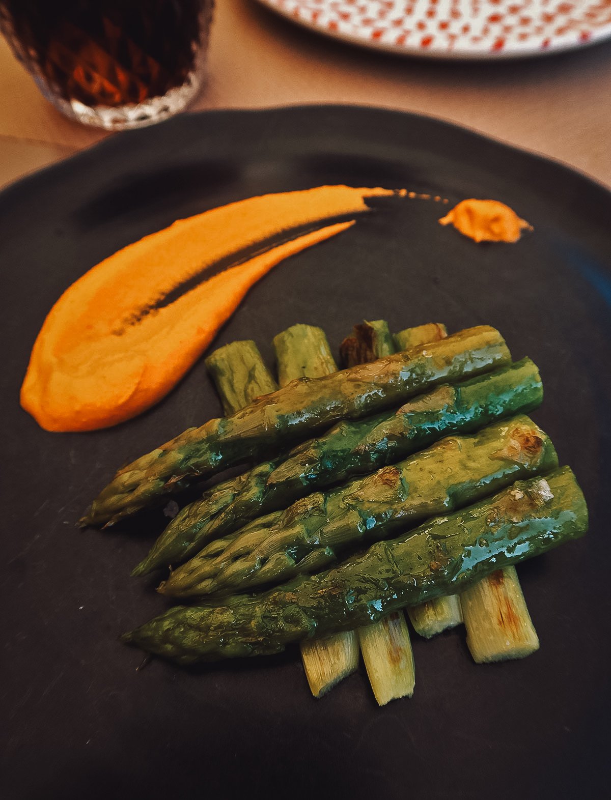 Asparagus tapas dish at a restaurant in Malaga