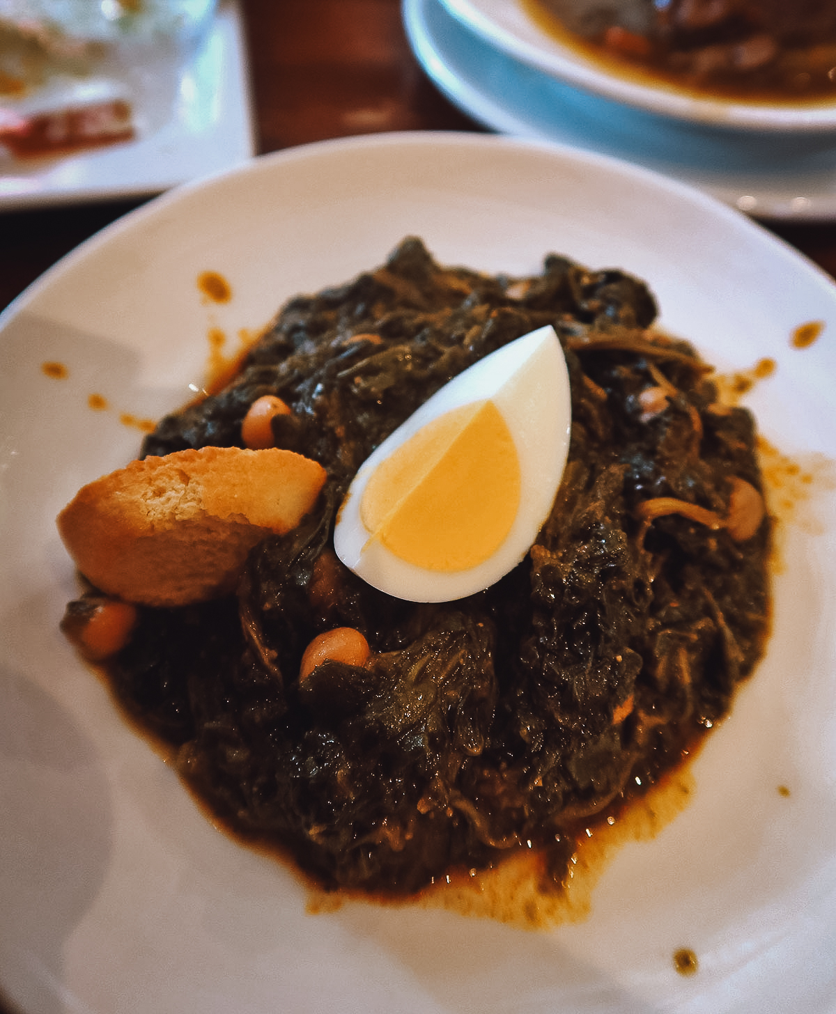 Spinach tapas dish at a restaurant in Seville