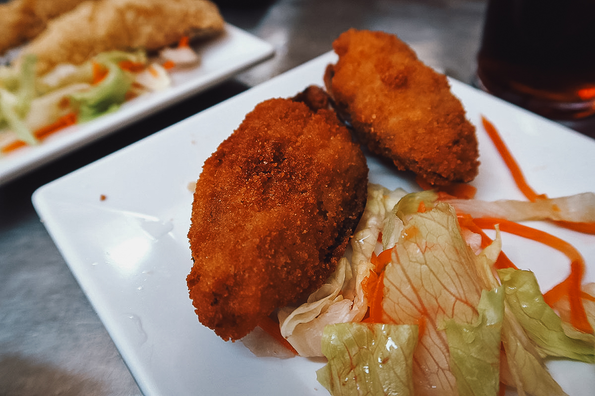 Stuffed mussels at a restaurant in Seville