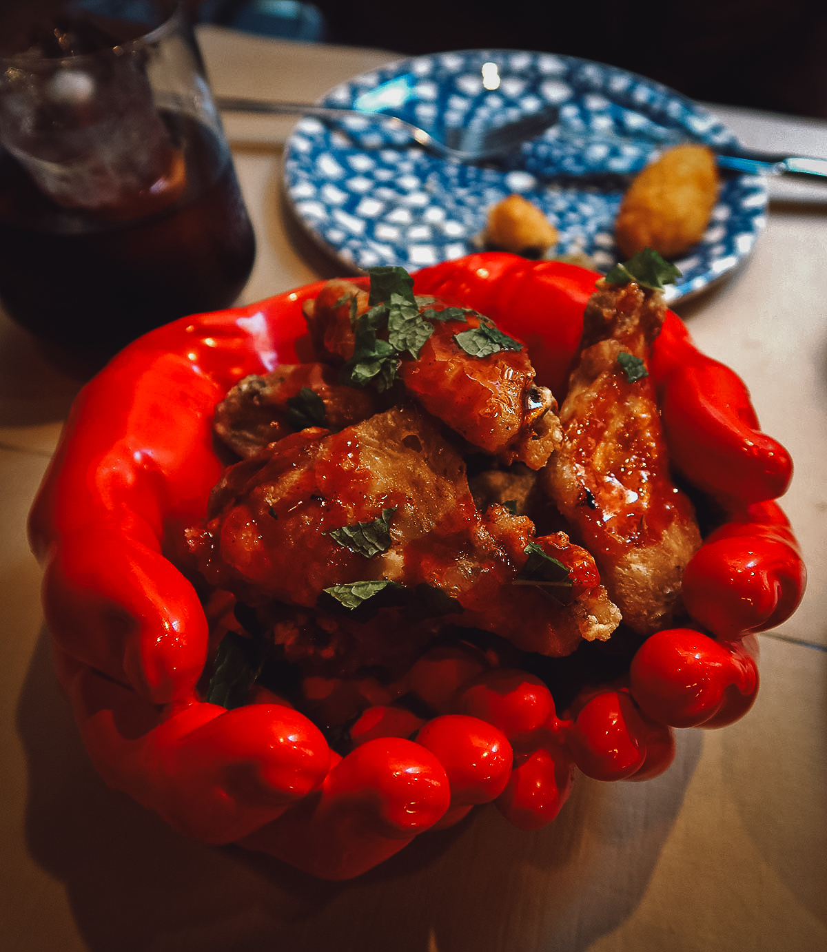 Chicken wings at a restaurant in Seville