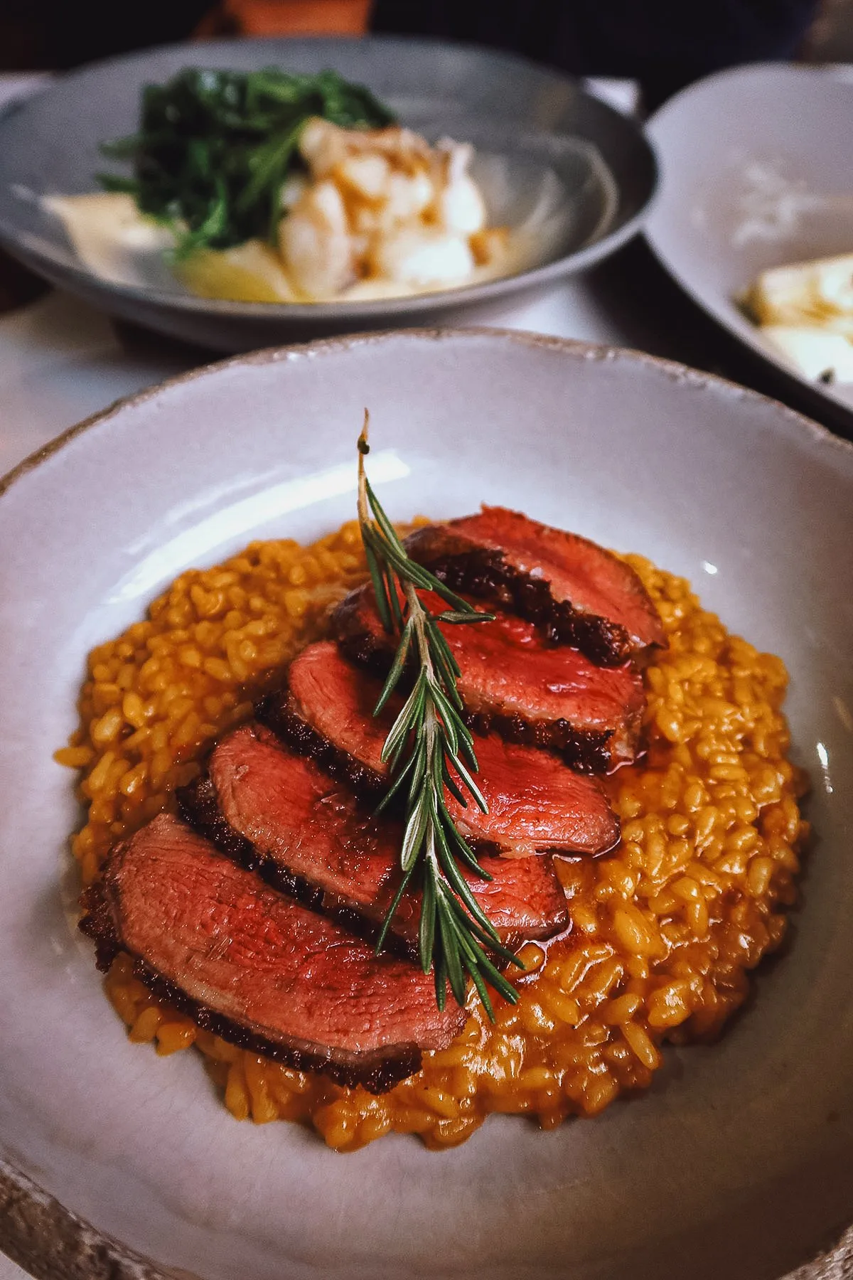 Duck risotto at a restaurant in Seville