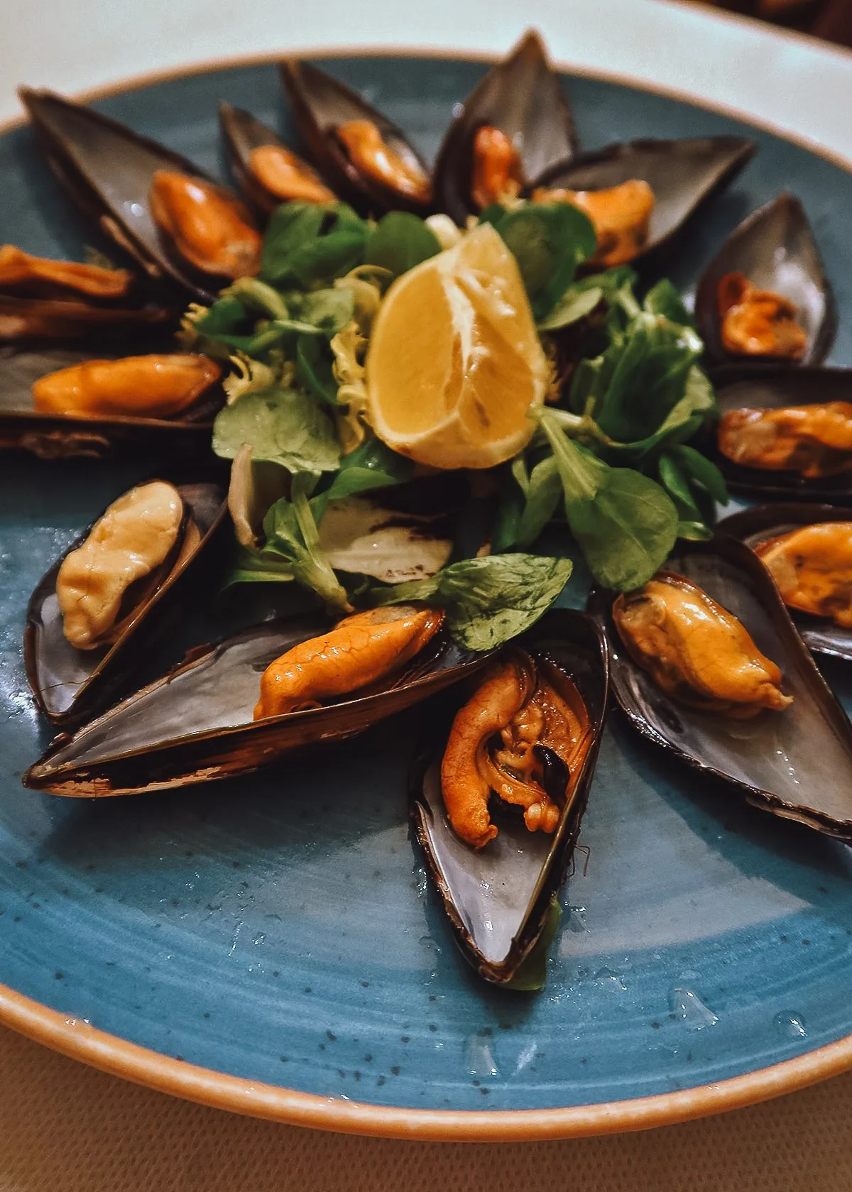 Mussels at a restaurant in Seville