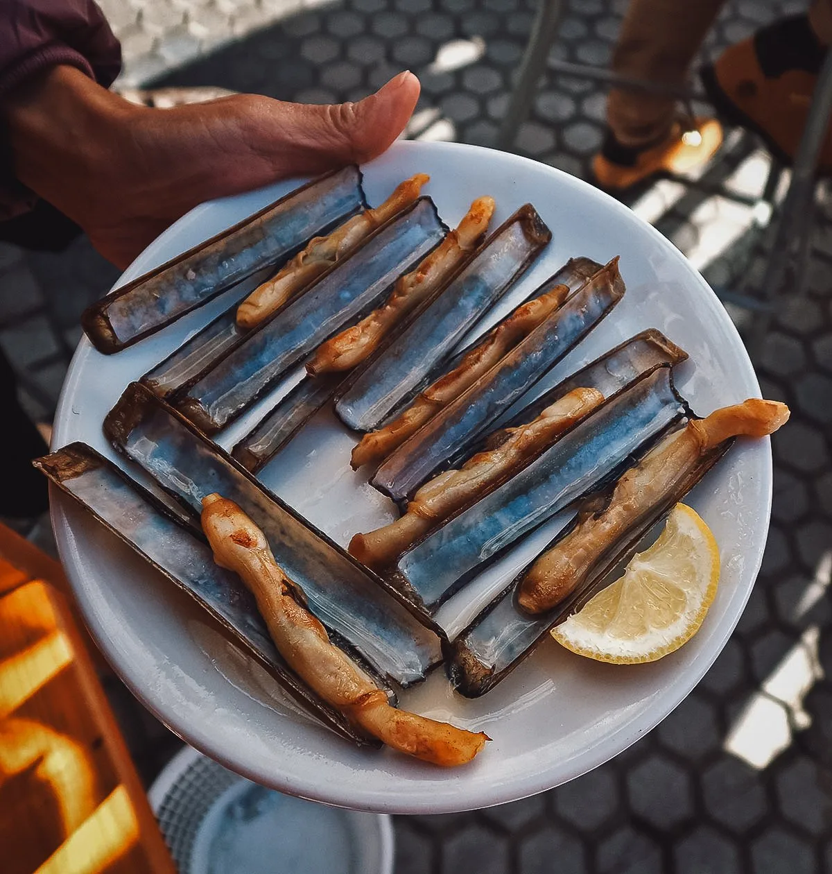 Razor clams at a restaurant in Seville