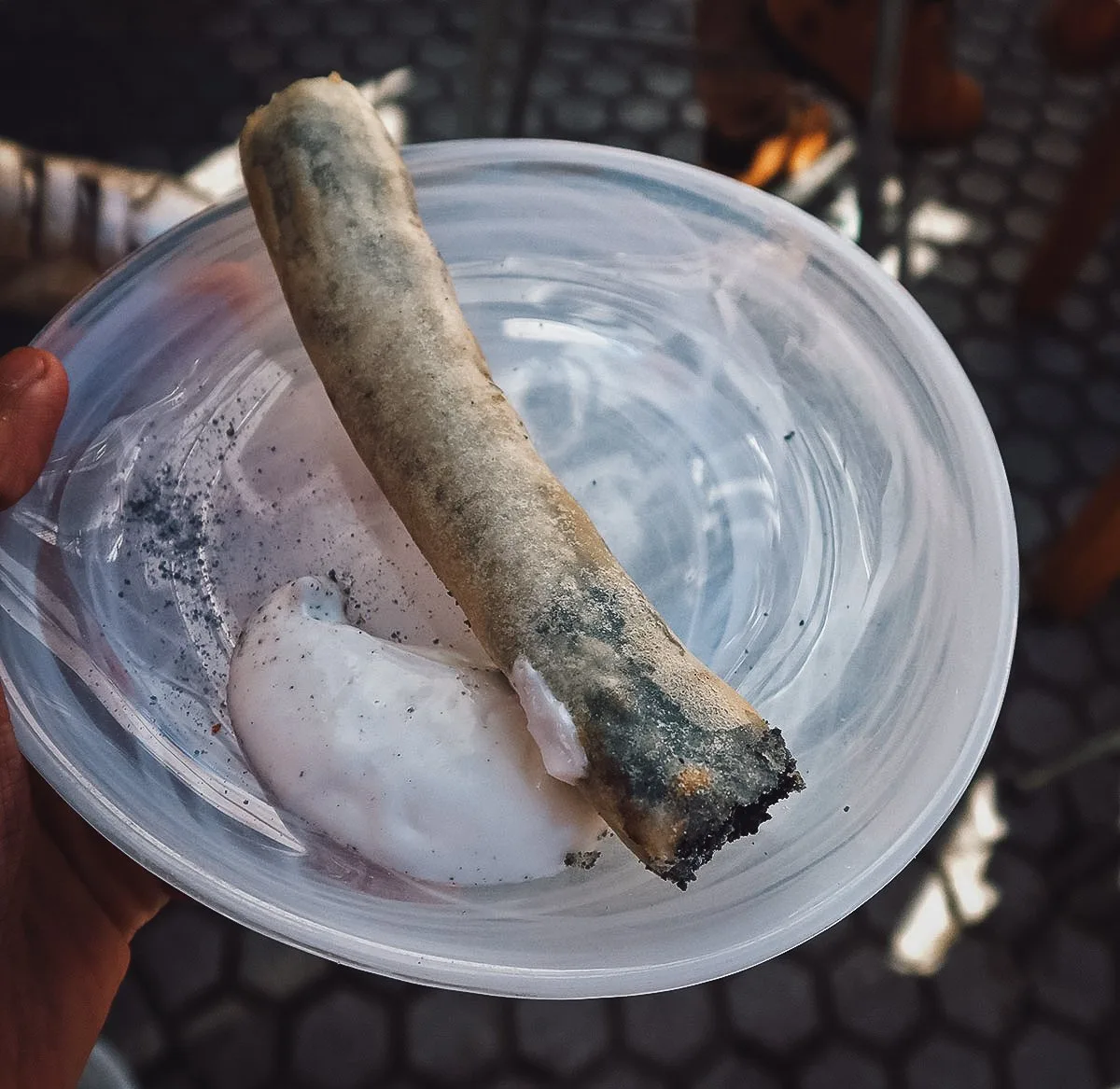 Modern tapas dish at a restaurant in Seville