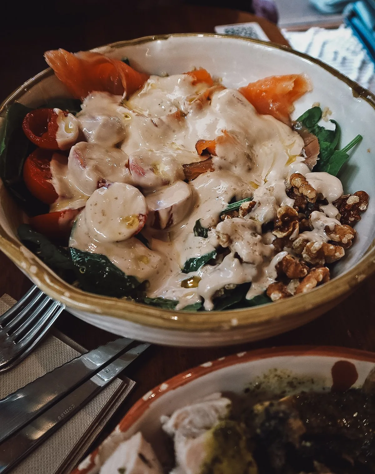 Salad bowl at a restaurant in Seville