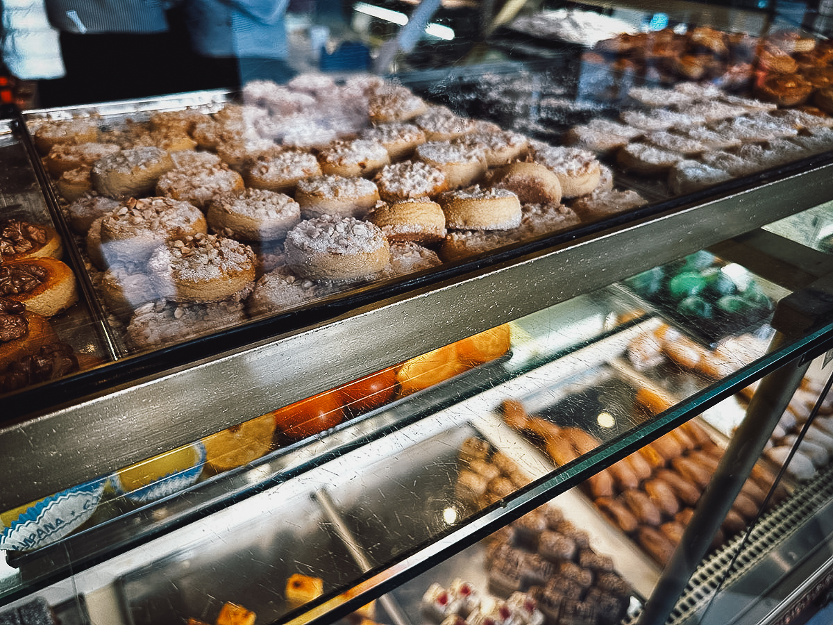 Spanish pastries at a restaurant in Seville