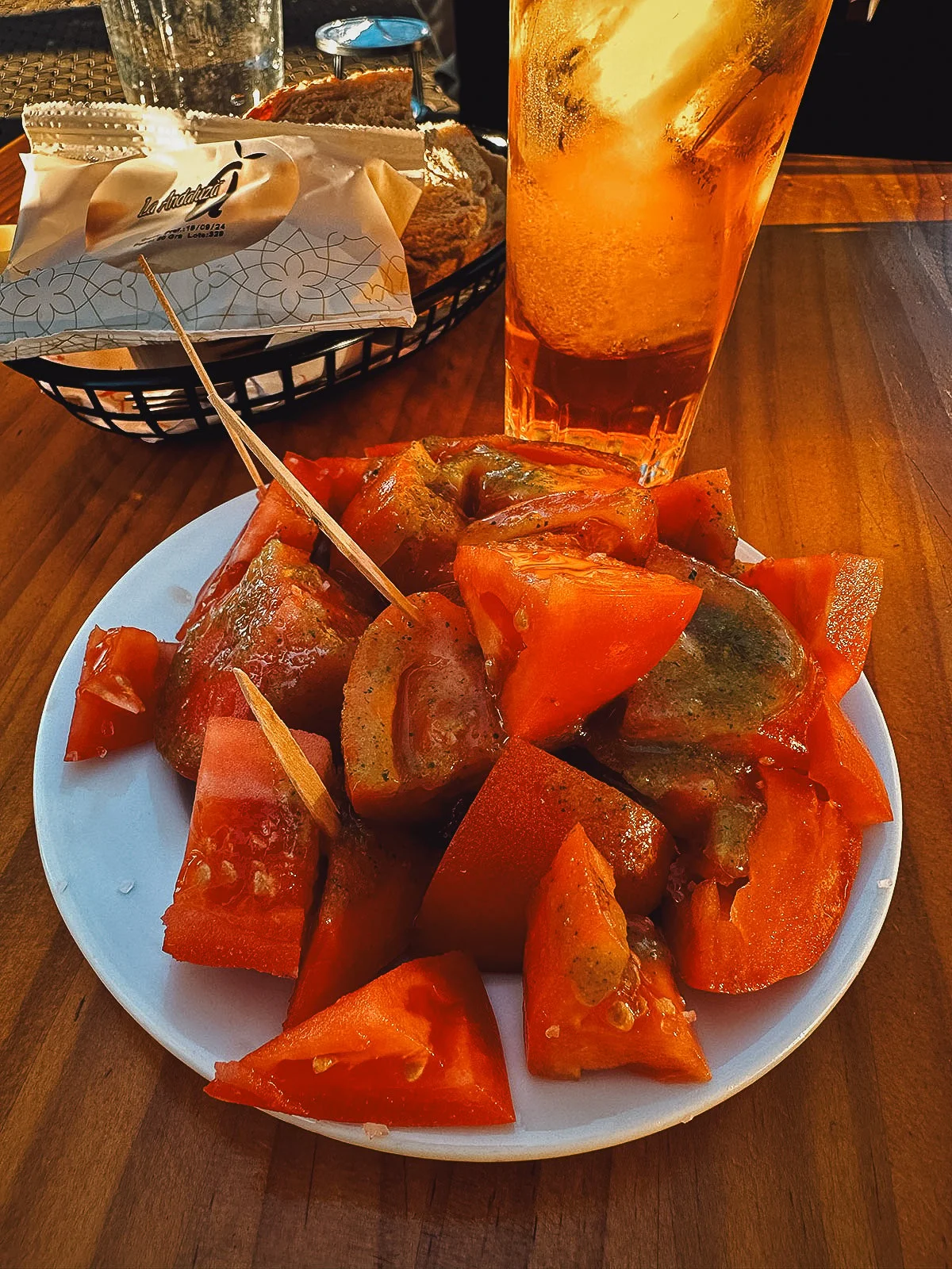 Tomatoes at a restaurant in Seville