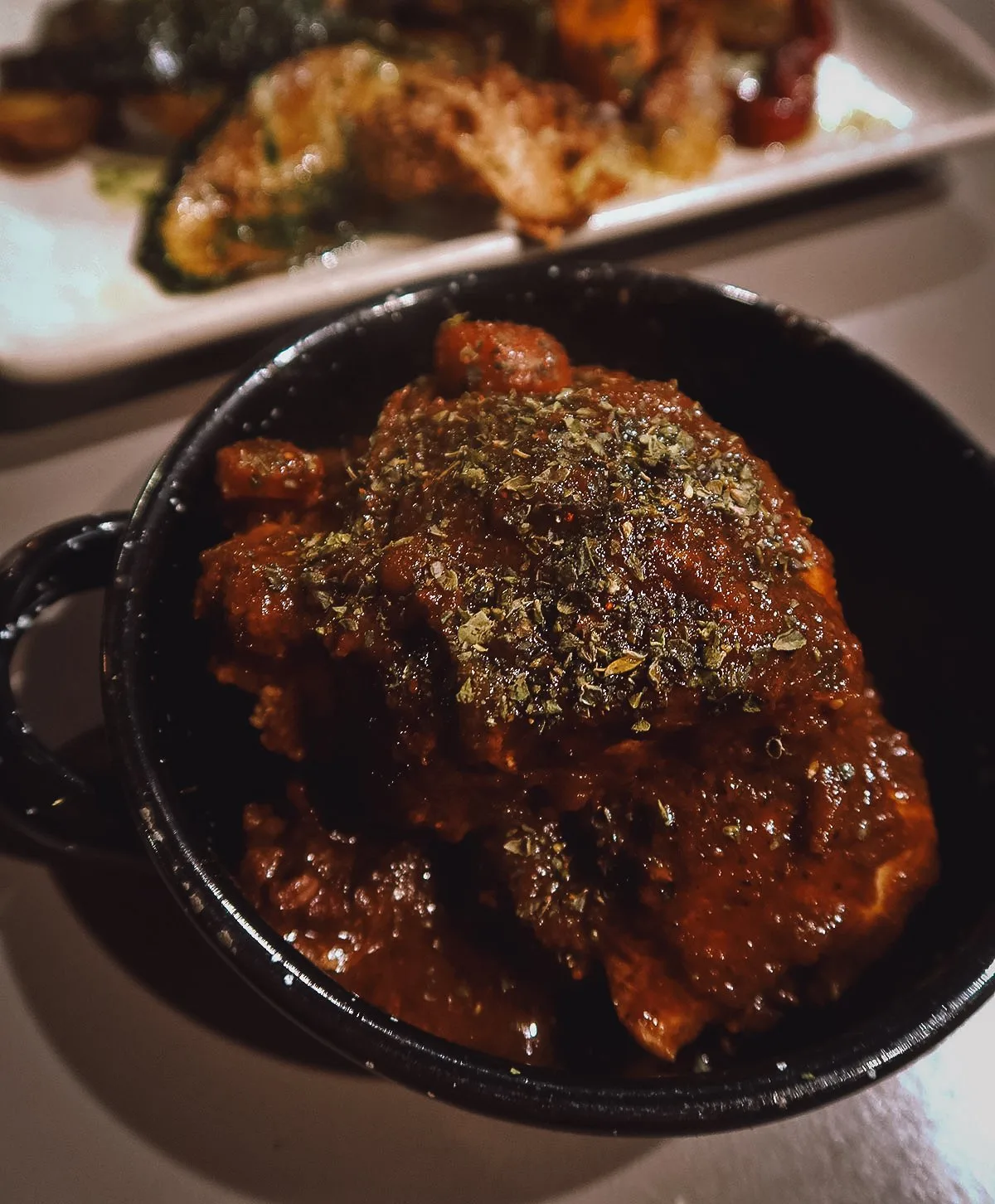 Stuffed chicken dish at a restaurant in Seville