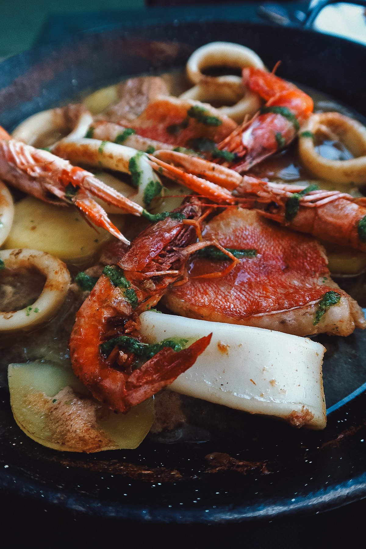 Seafood at a restaurant in Valencia