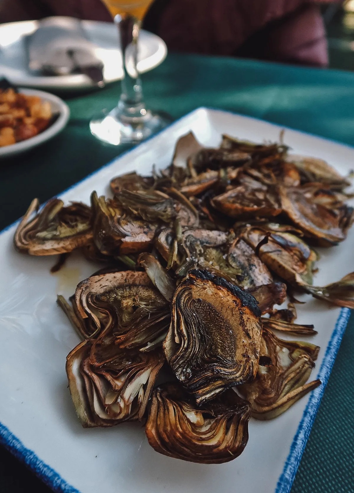 Roasted artichokes at a restaurant in Valencia