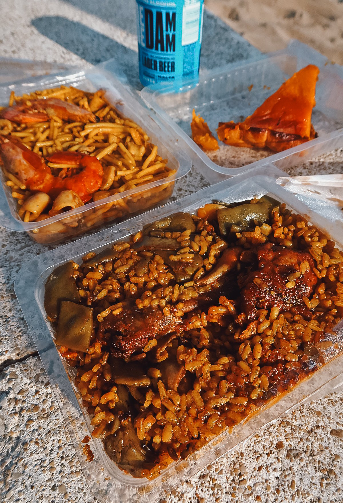 Takeaway paella from a shop in Valencia