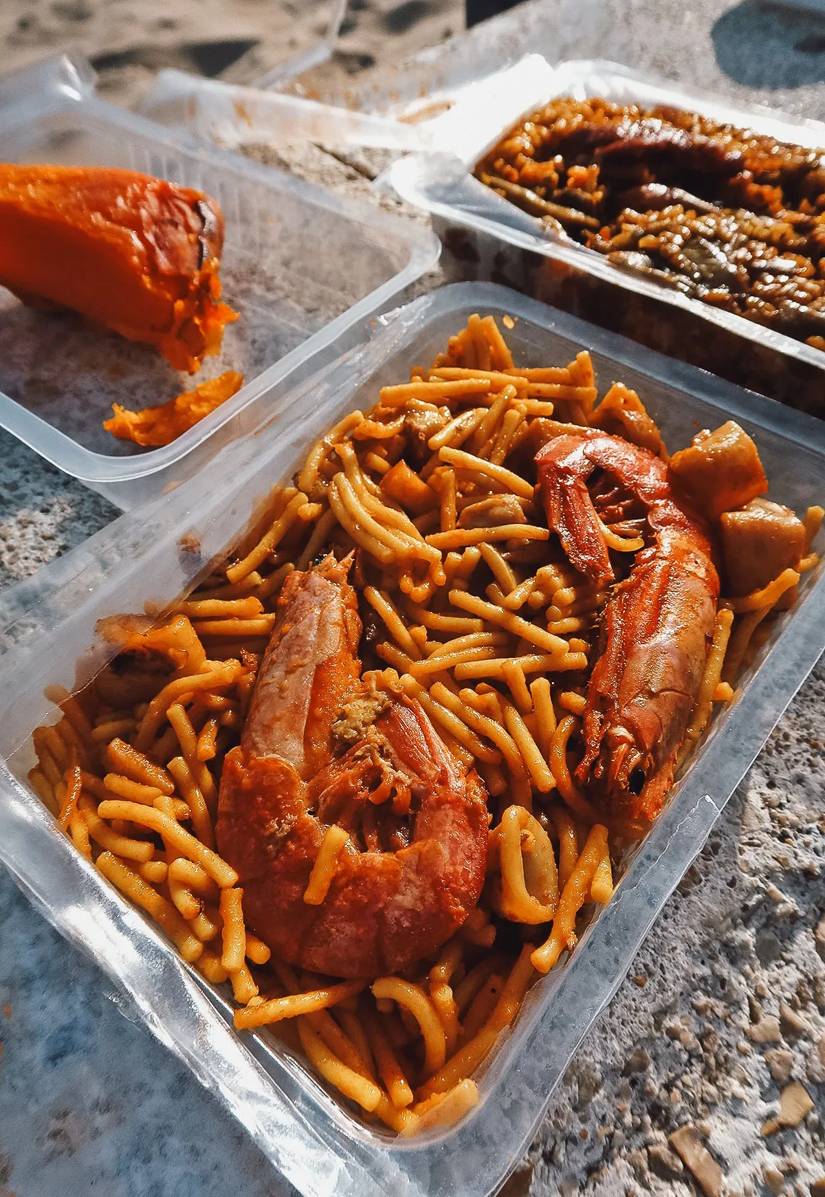 Seafood fideua from a shop in Valencia