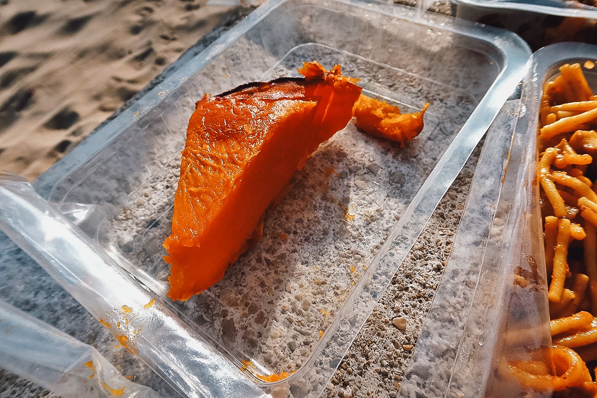 Roasted pumpkin from a shop in Valencia