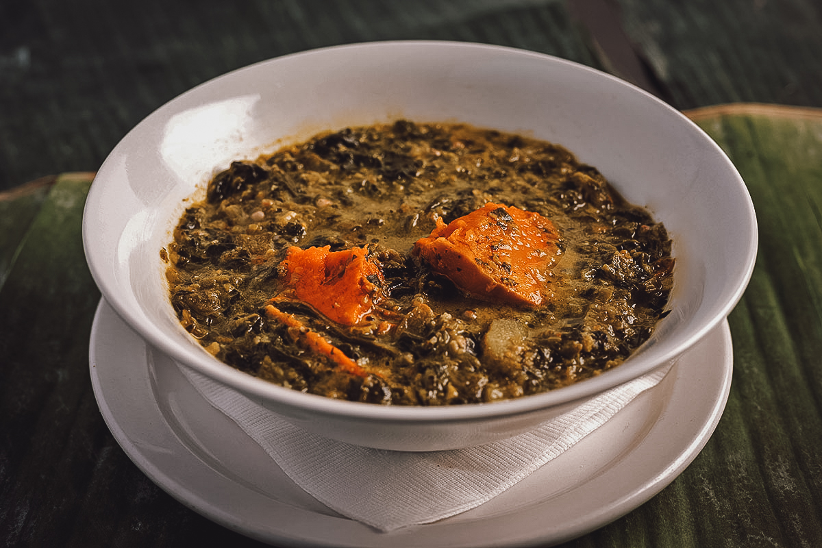 Trinidadian callaloo with coconut milk