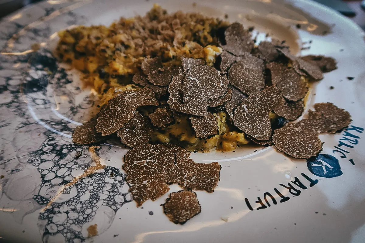 Scrambled eggs with truffles in Croatia