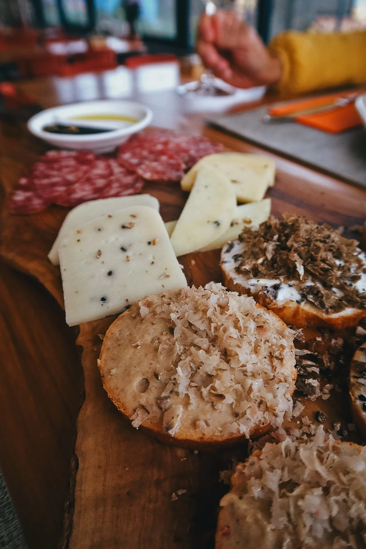 Cheese and canapes with shaved truffles