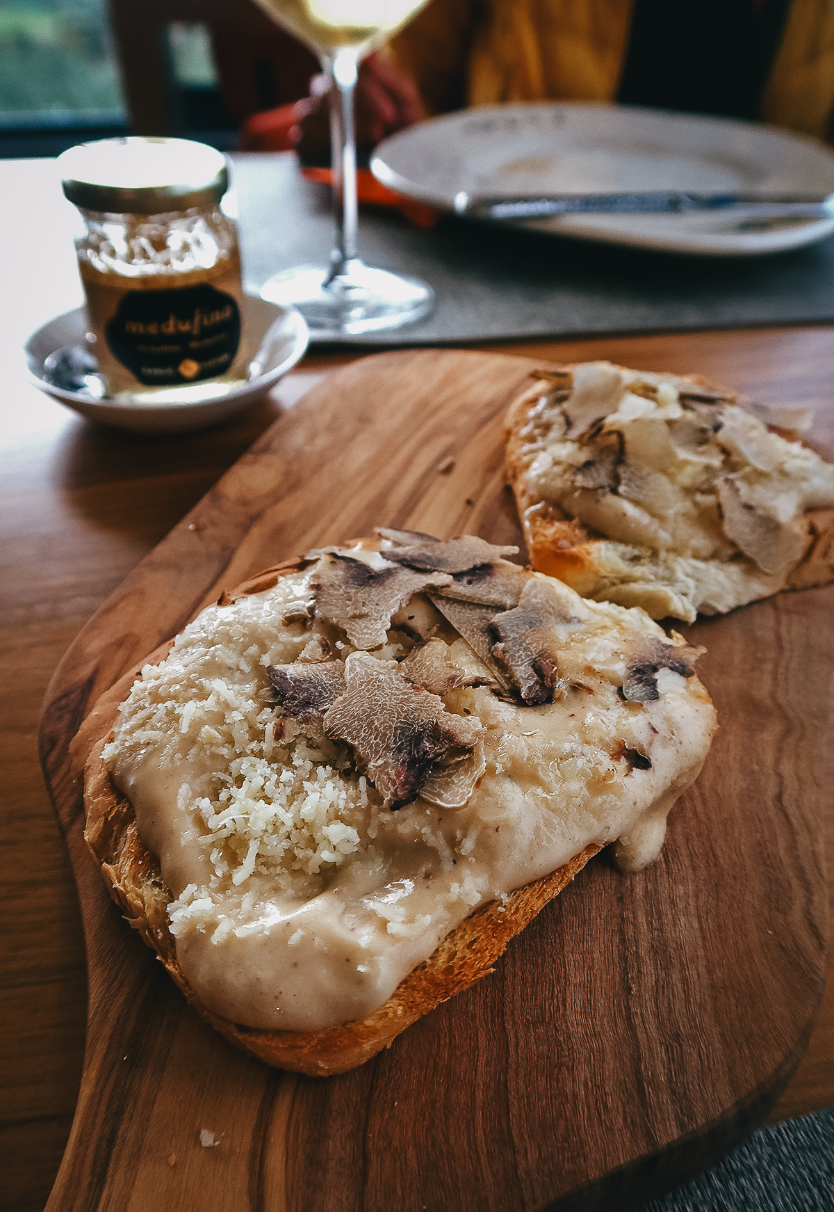 Canapes with shaved truffles