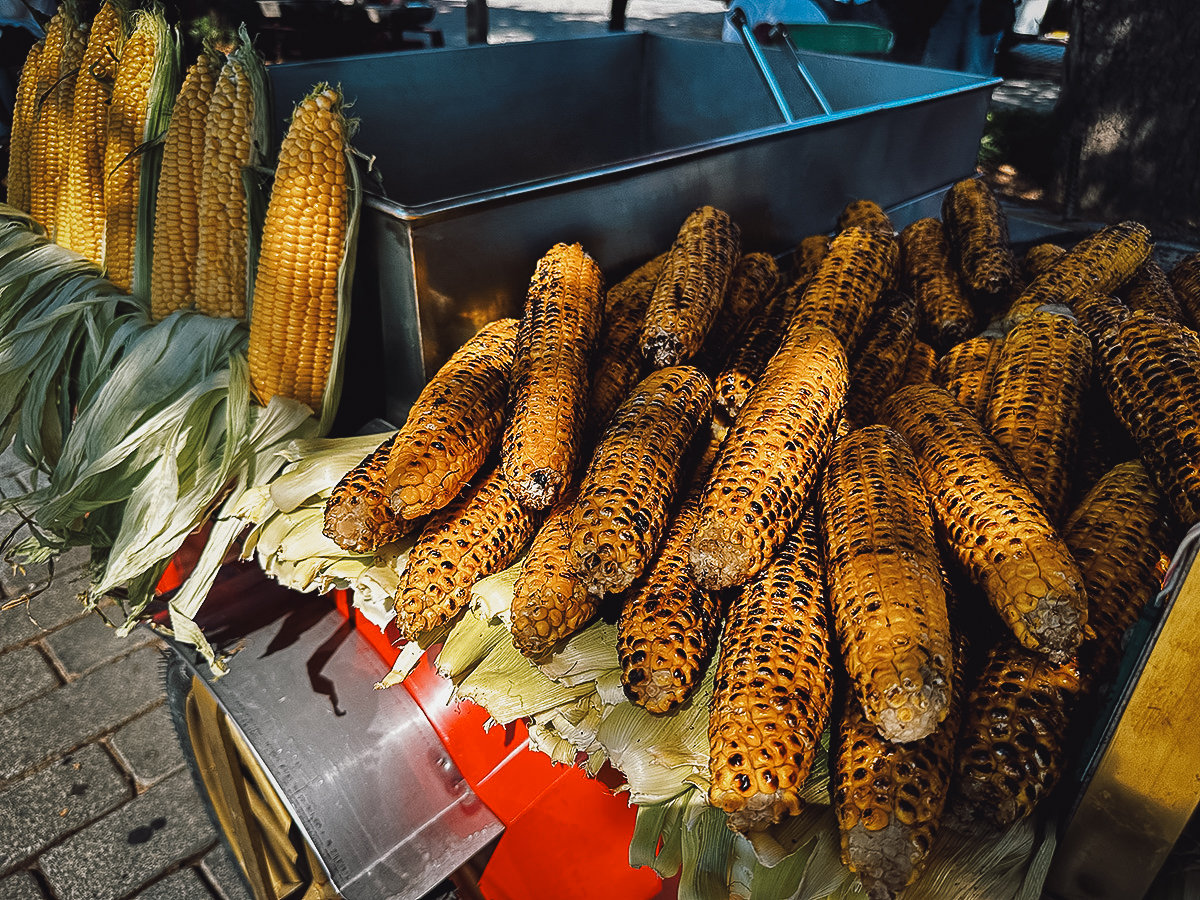 Grilled and boiled corn in Istanbul
