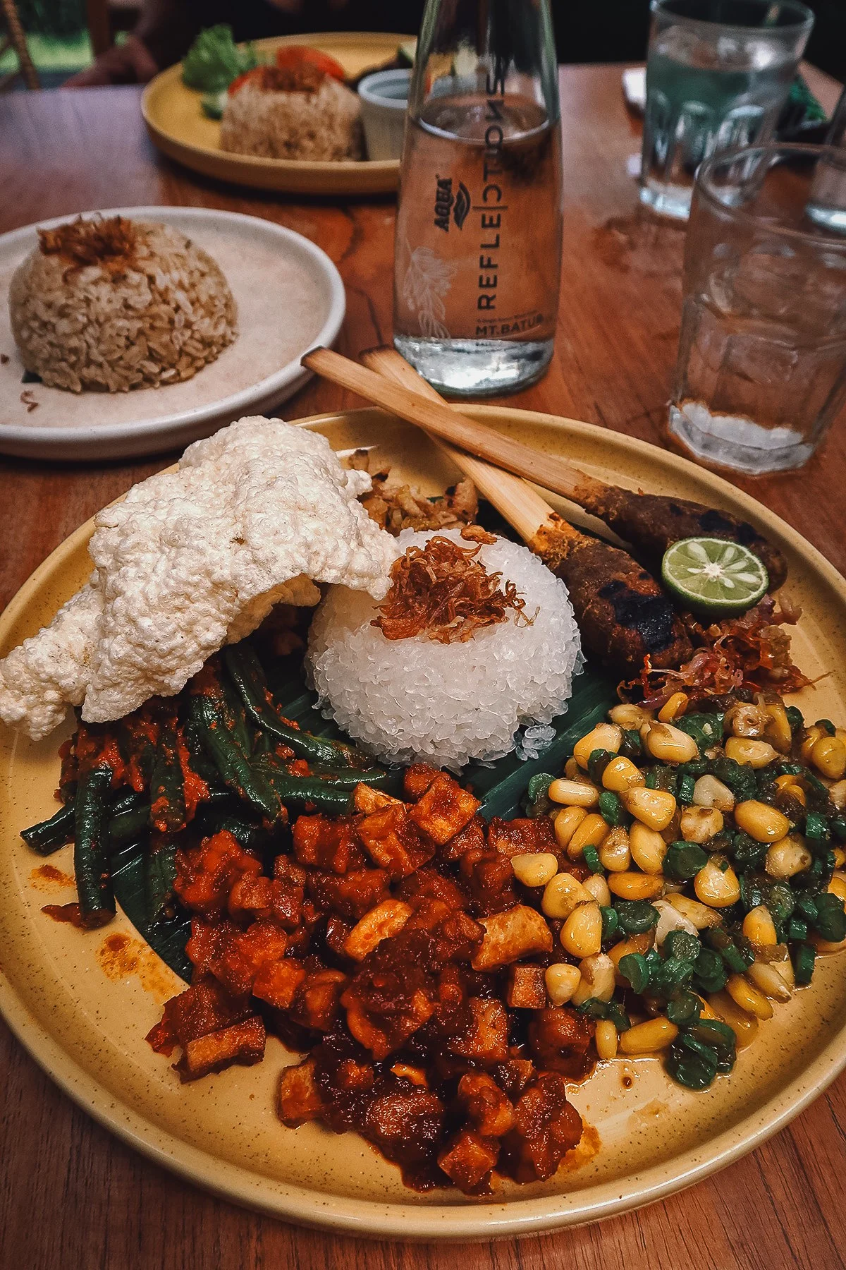 Vegan nasi campur at a restaurant in Canggu