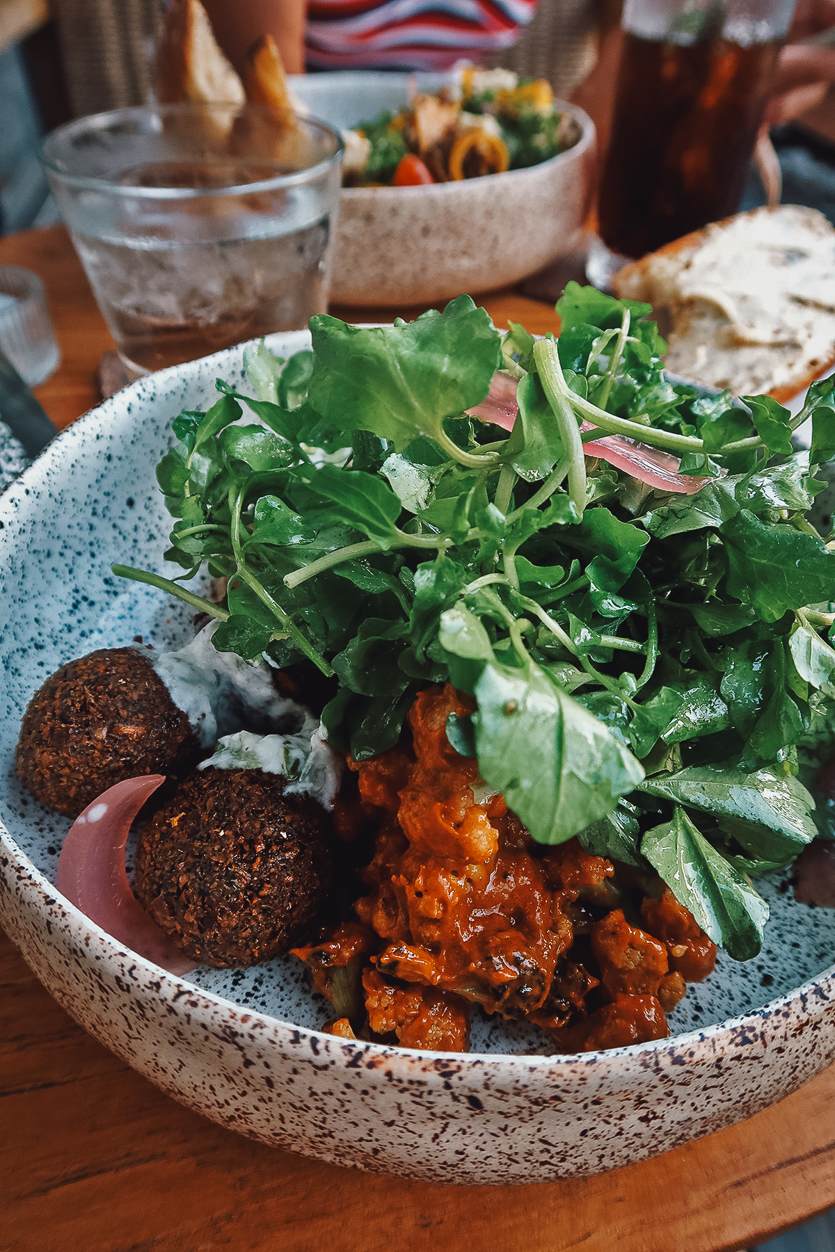 Falafel bowl at a restaurant in Canggu