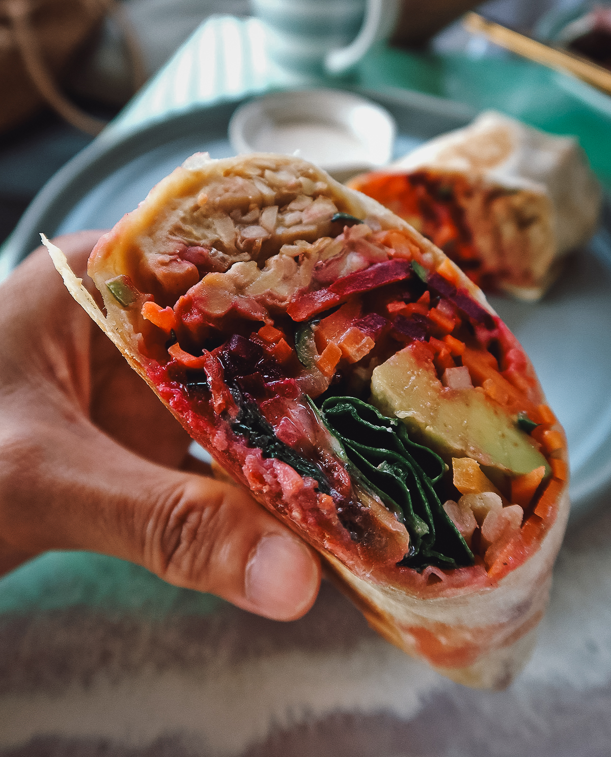 Vegan wrap at a restaurant in Canggu