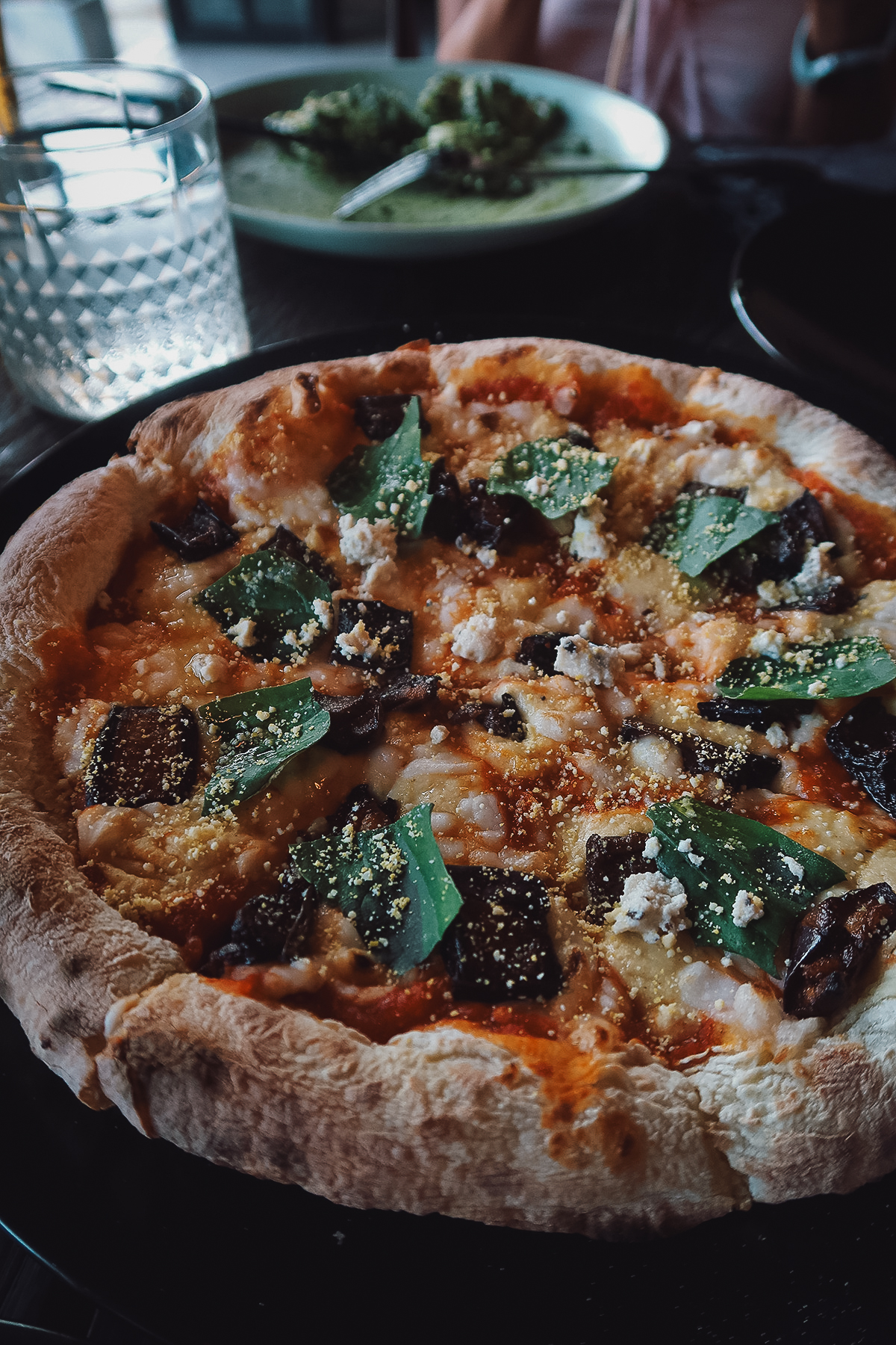 Vegan pizza at a restaurant in Canggu