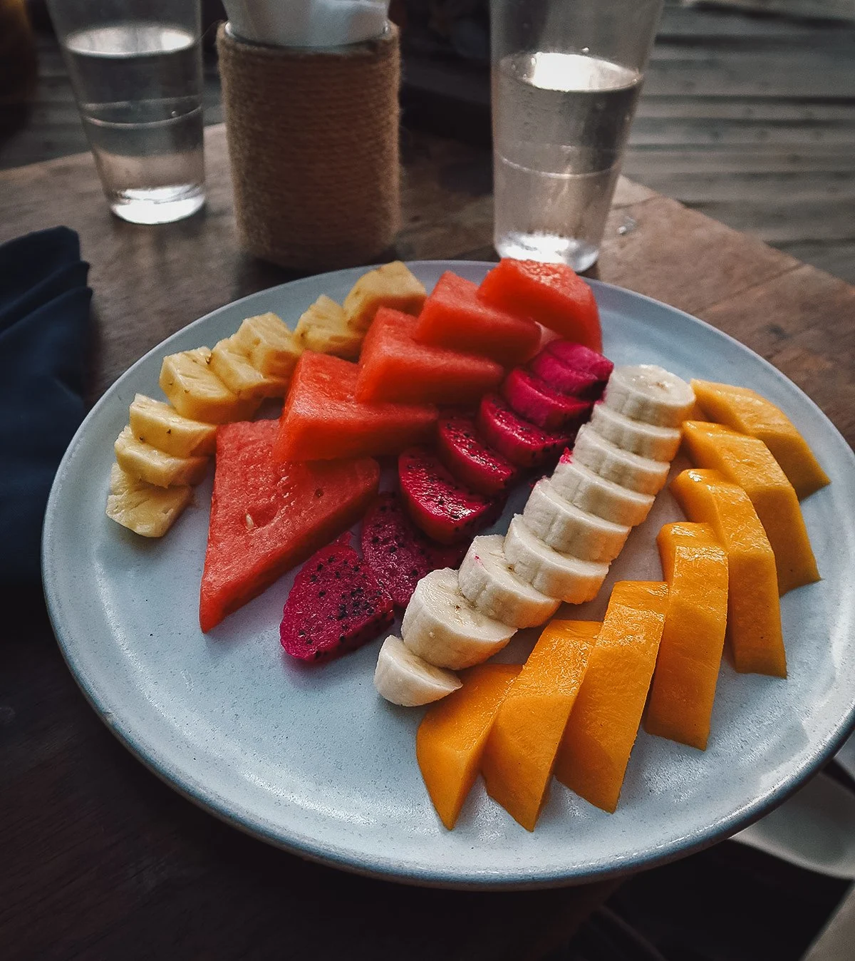 Fruit plate at a restaurant in Canggu