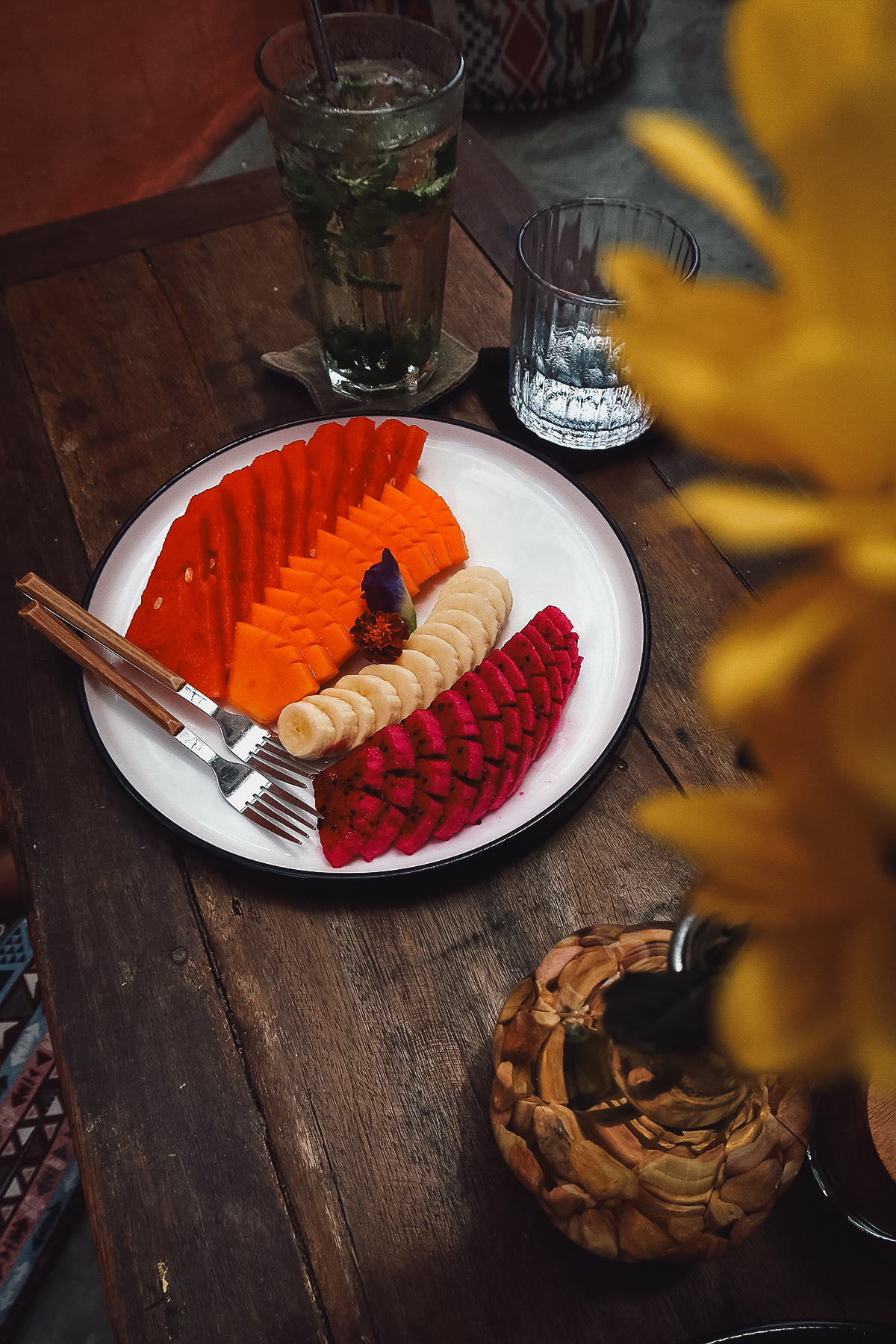 Fruit plate at a restaurant in Canggu