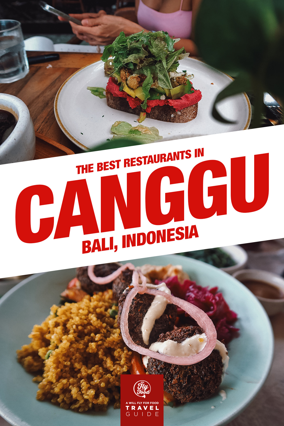 Dishes from restaurants in Canggu, Bali, Indonesia