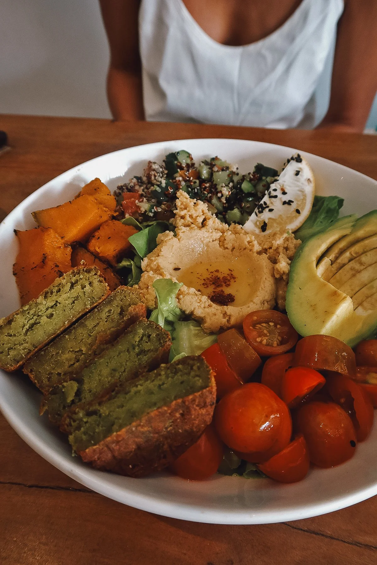 Falafel bowl at a restaurant in Canggu