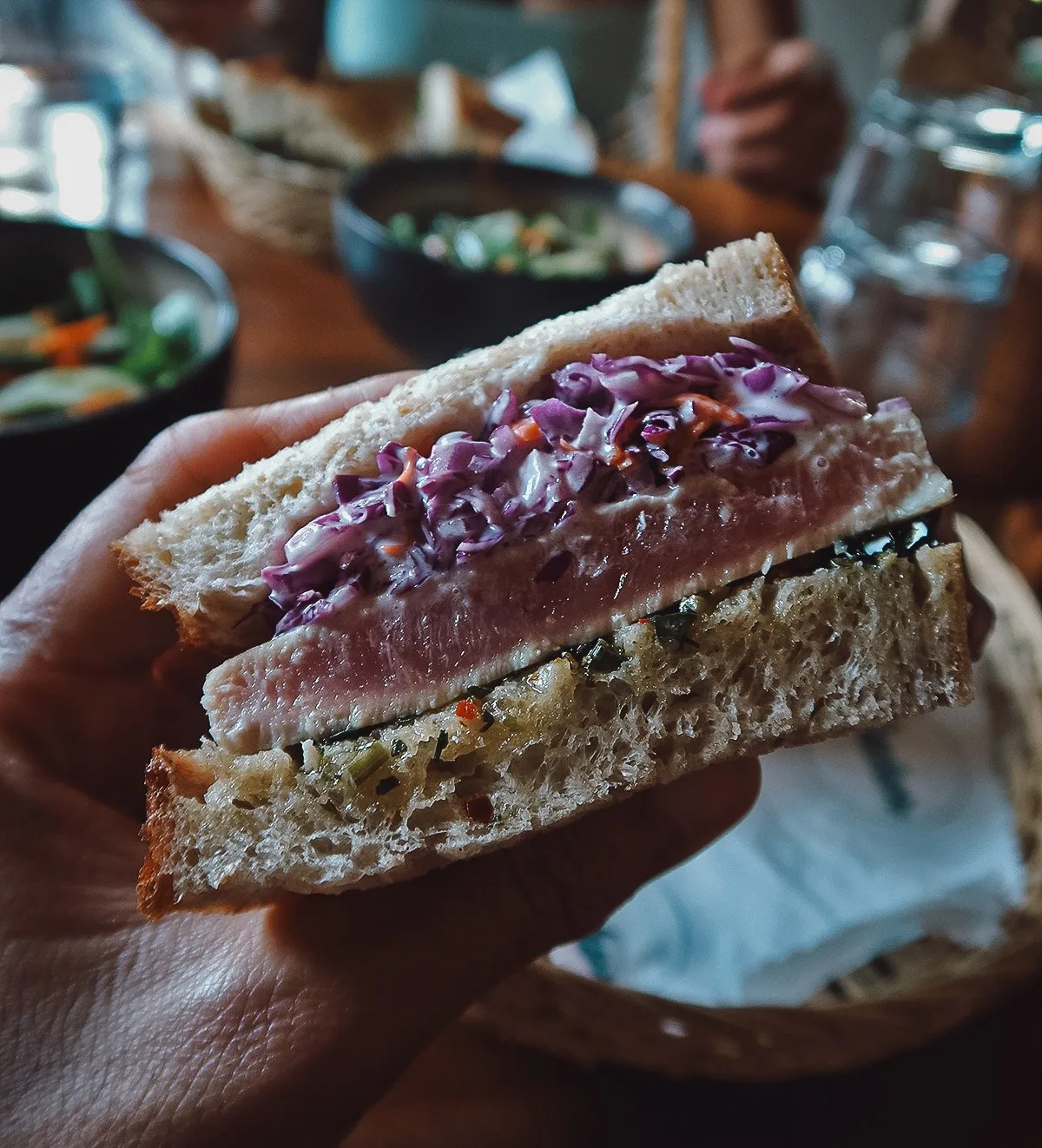 Tuna sandwich at a restaurant in Canggu
