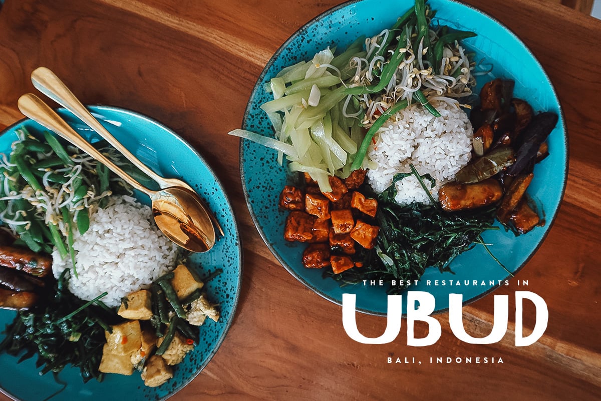 Indonesian dishes from a restaurant in Ubud, Bali, Indonesia