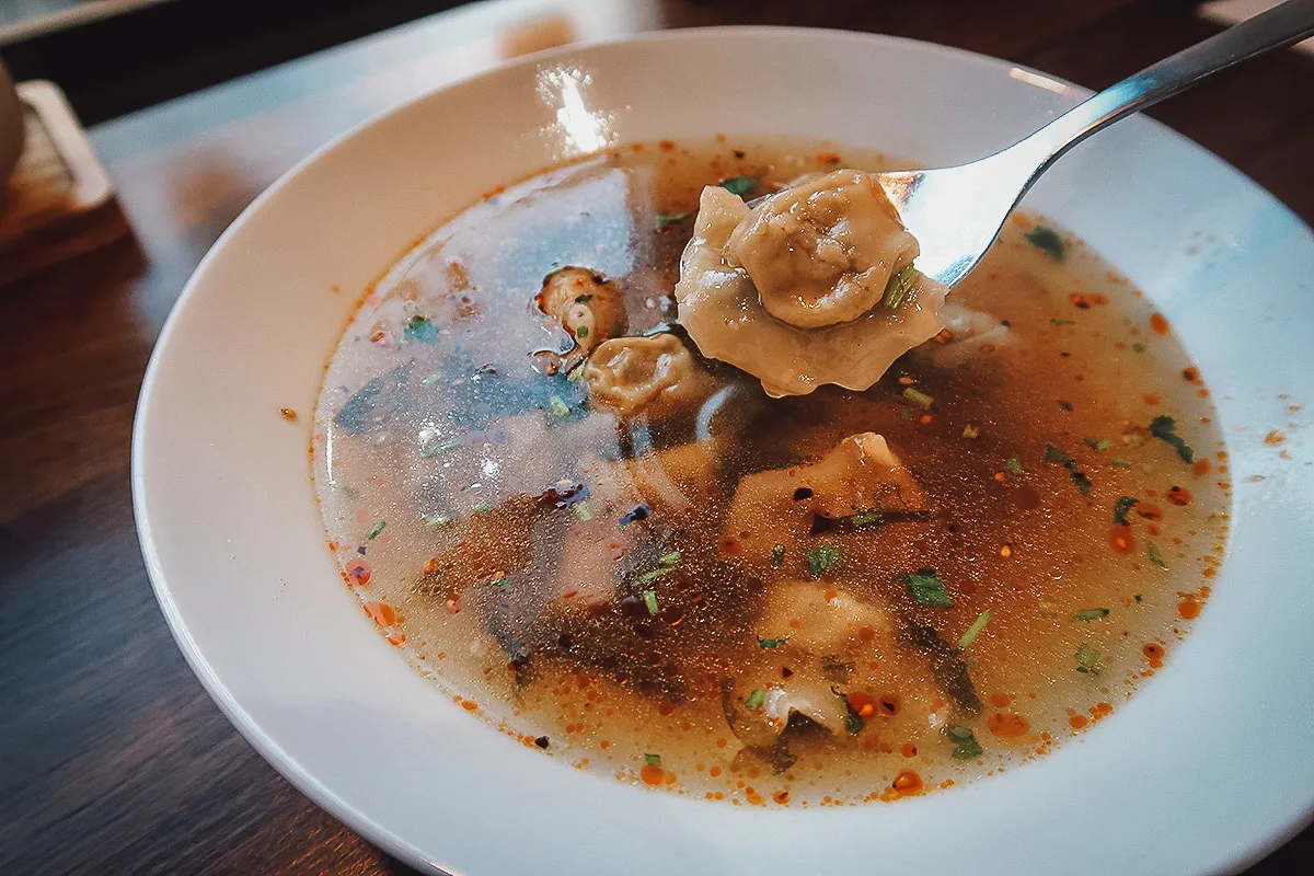 Vegan wonton soup from Happy Veggie